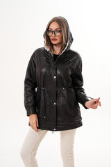 The Capri Black Hooded Leather Jacket Exclusive Style