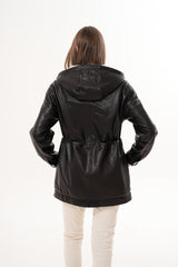 The Capri Black Hooded Leather Jacket Exclusive Style