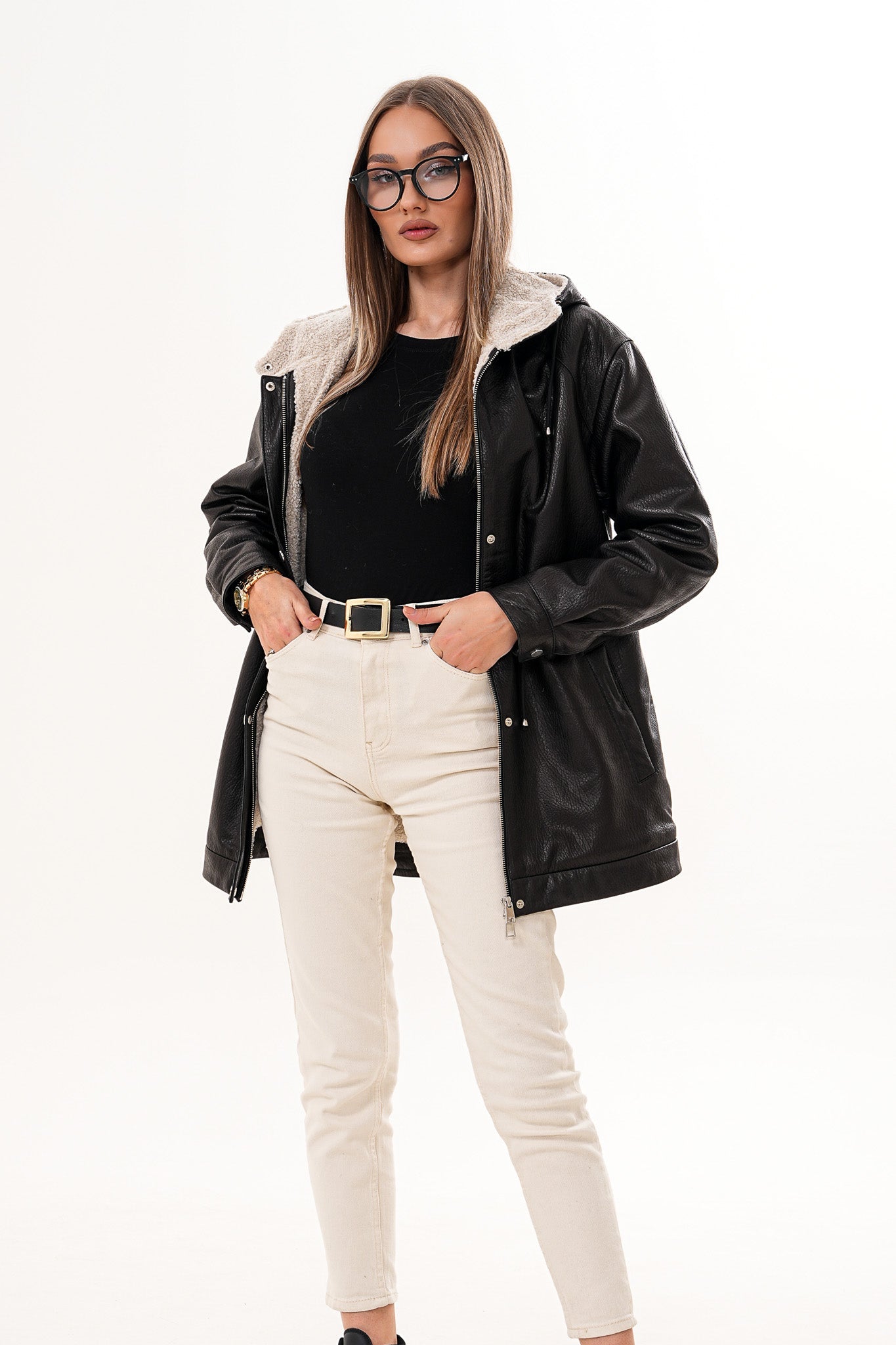 The Capri Black Hooded Leather Jacket Exclusive Style