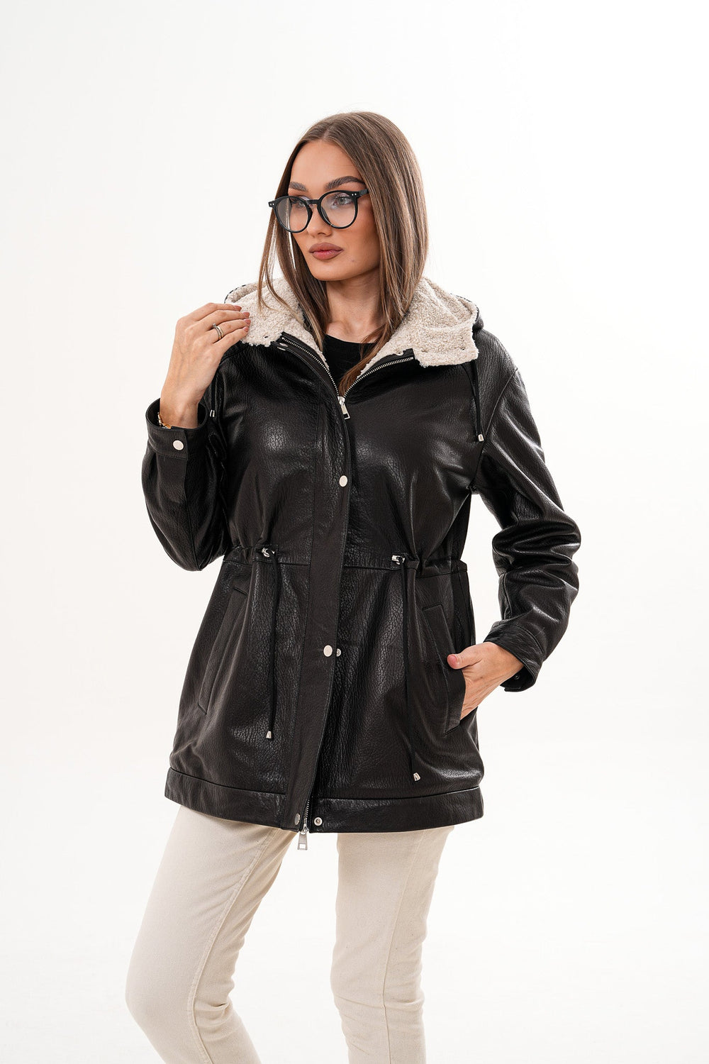 The Capri Black Hooded Leather Jacket Exclusive Style