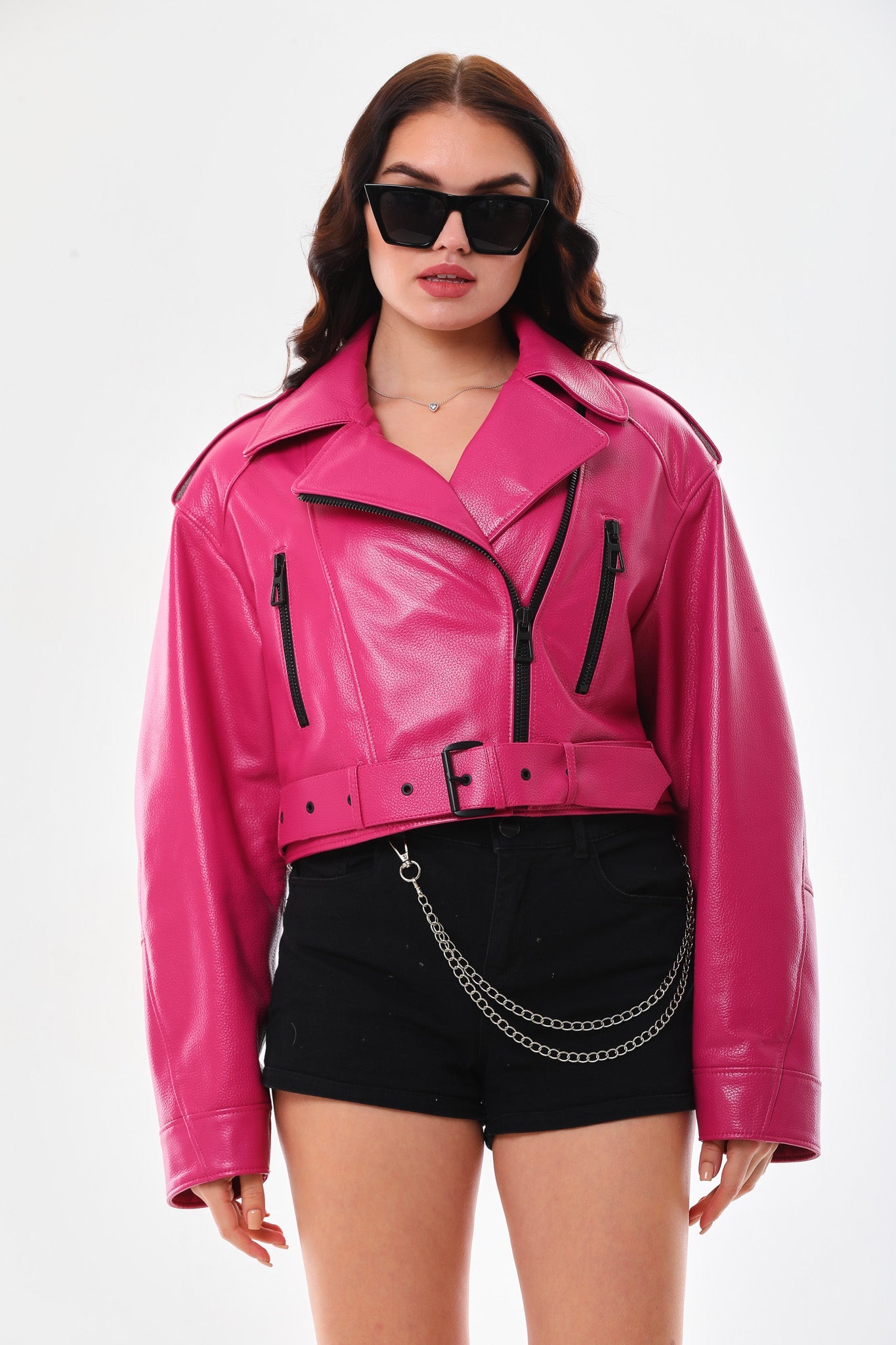 The Blaze Fuchsia Leather Jacket For Sale