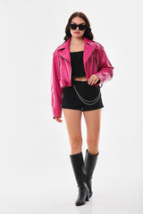 The Blaze Fuchsia Leather Jacket For Sale