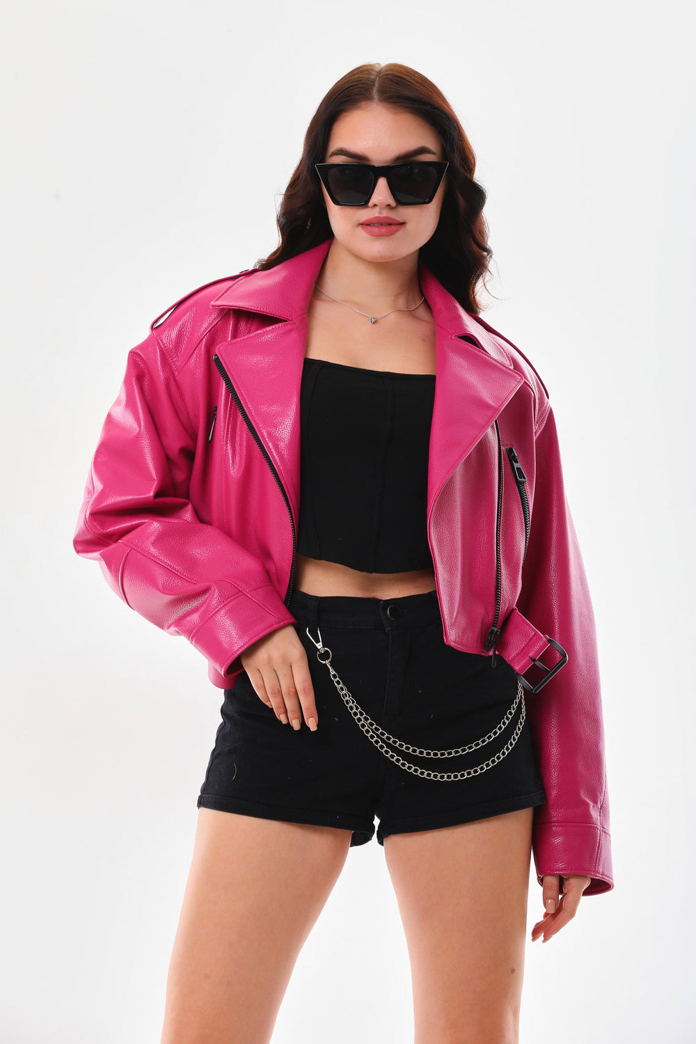 The Blaze Fuchsia Leather Jacket For Sale