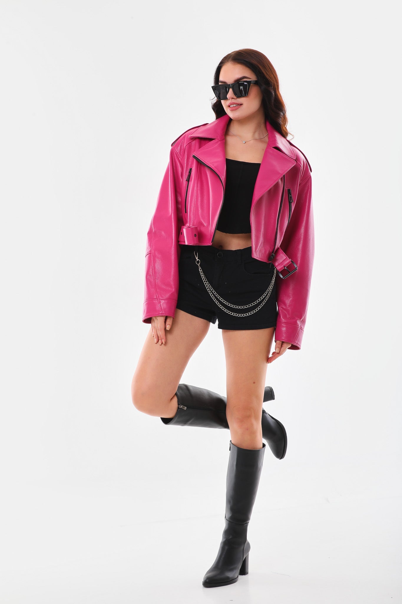 The Blaze Fuchsia Leather Jacket For Sale