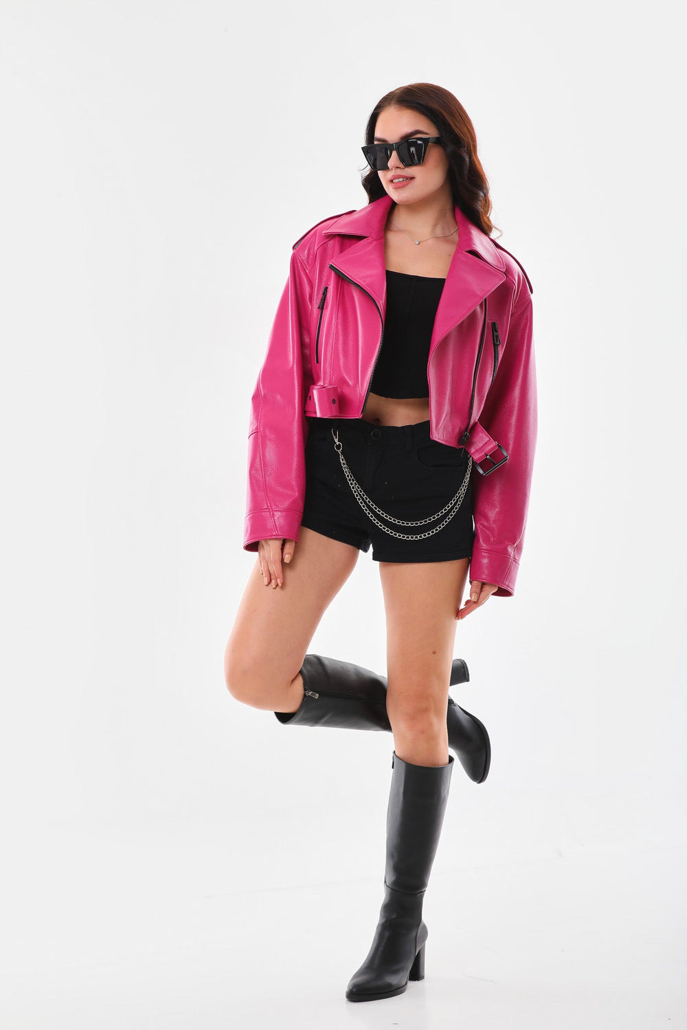 The Blaze Fuchsia Leather Jacket For Sale