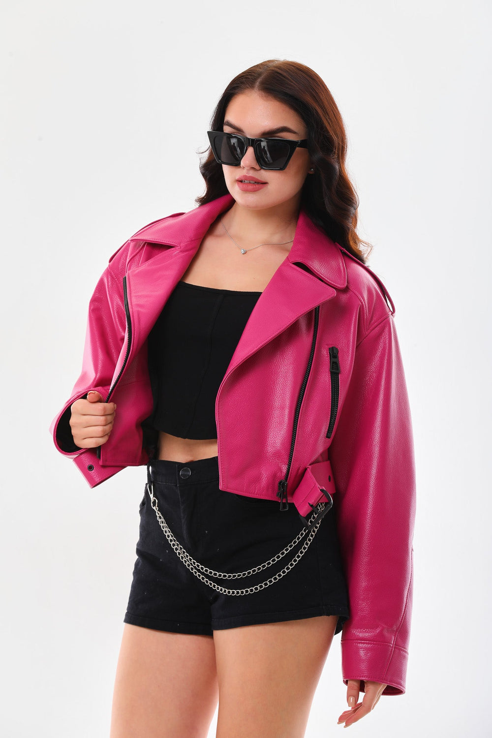 The Blaze Fuchsia Leather Jacket For Sale