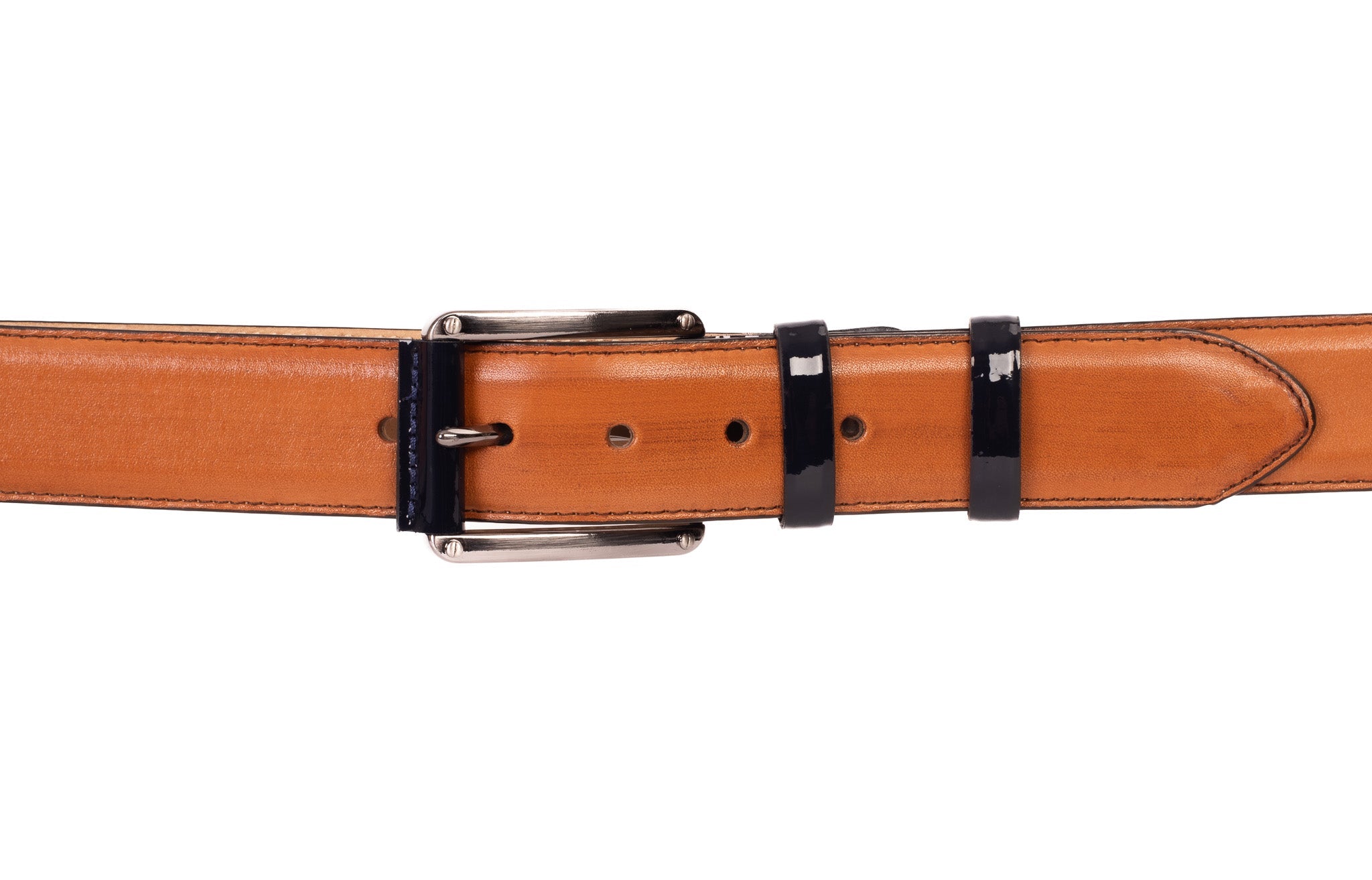 The Maratea Tan Navy Leather Belt Fine Craftsmanship