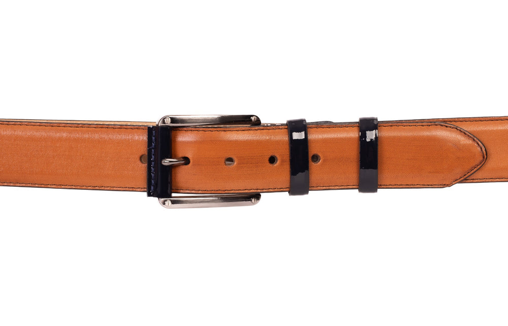 The Maratea Tan Navy Leather Belt Fine Craftsmanship