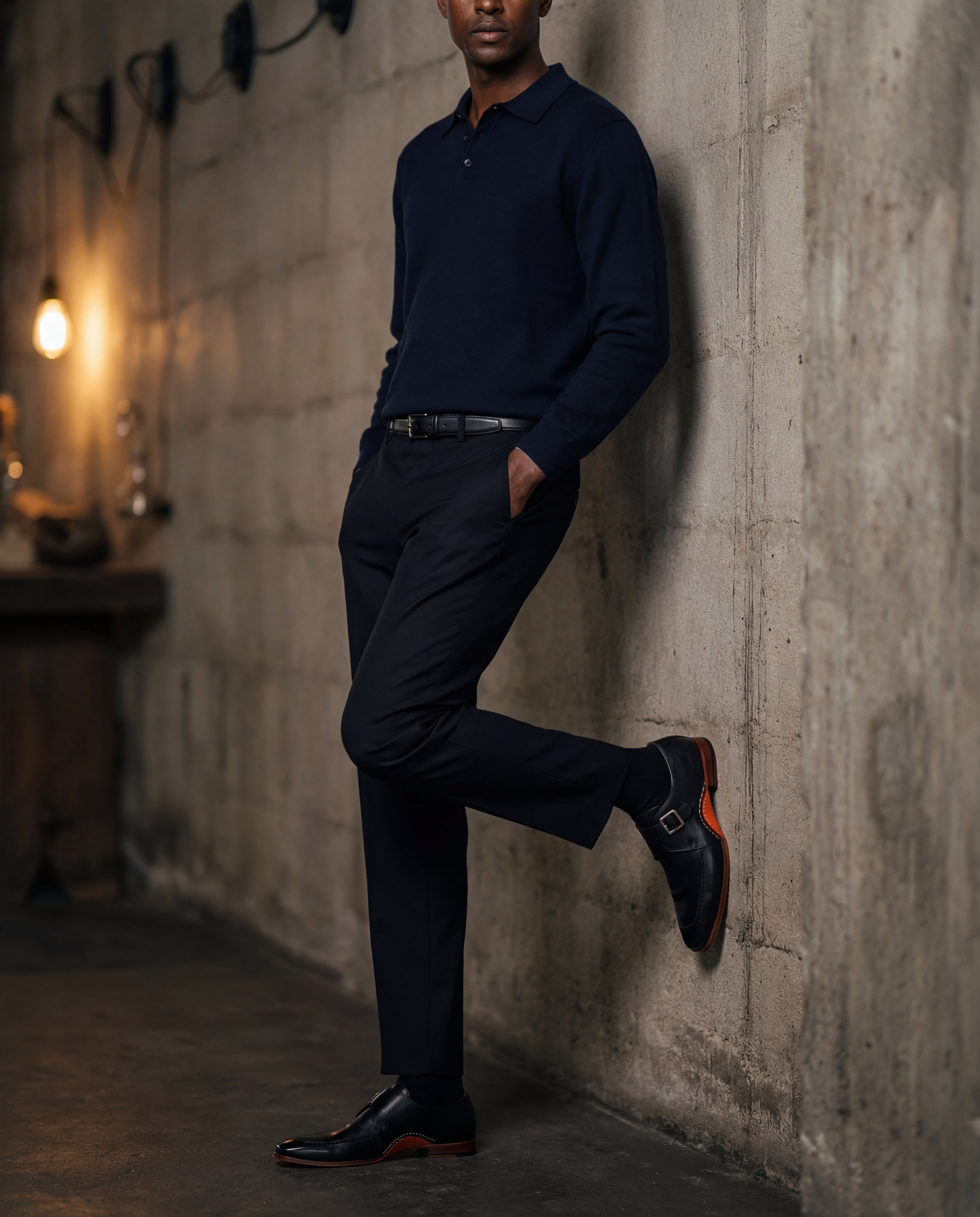 The Hagrid Black Single Monk Strap Handmade Shoe For Sale