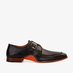 The Hagrid Black Single Monk Strap Handmade Shoe For Sale