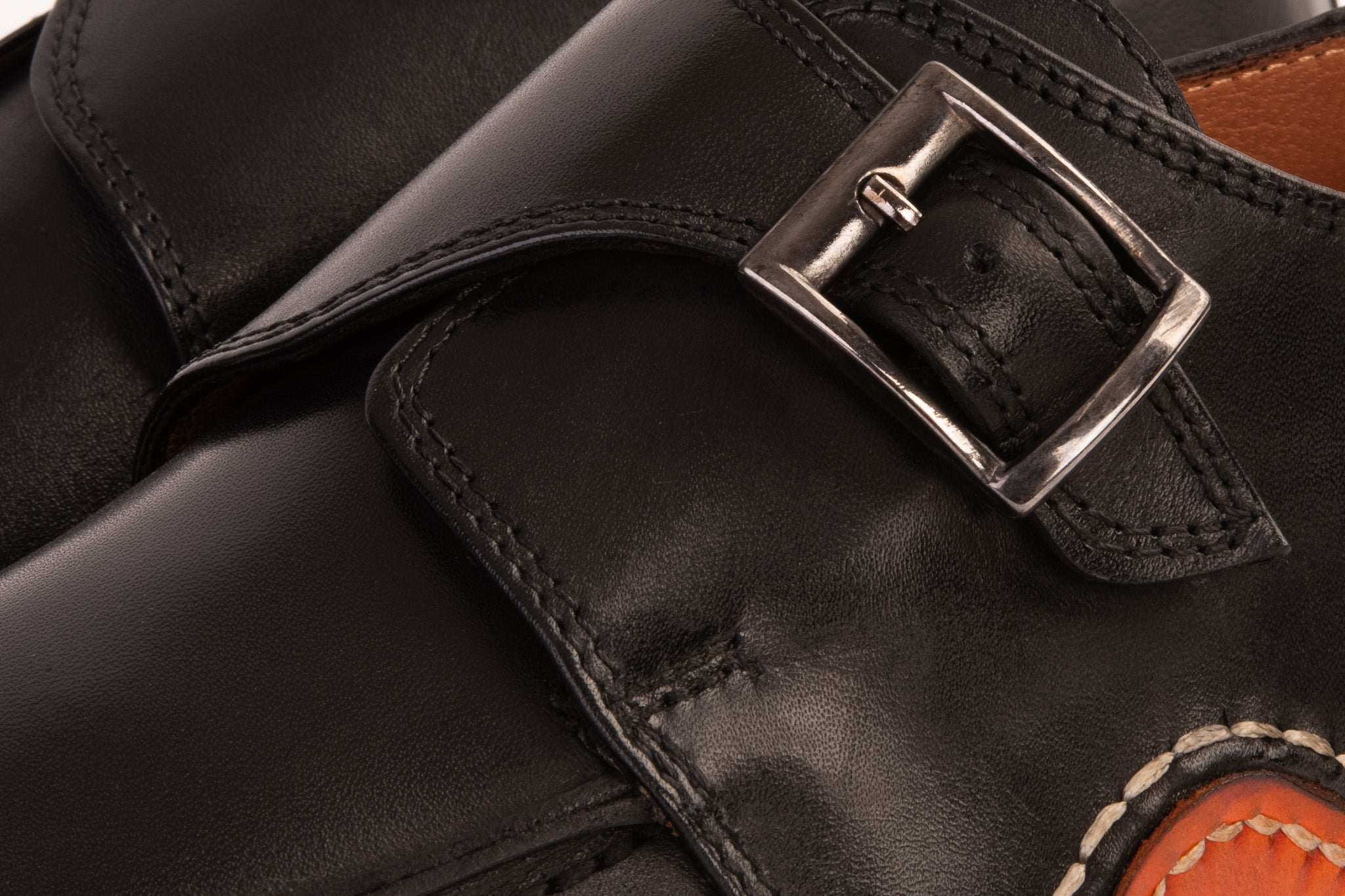 The Hagrid Black Single Monk Strap Handmade Shoe For Sale
