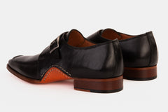 The Hagrid Black Single Monk Strap Handmade Shoe For Sale