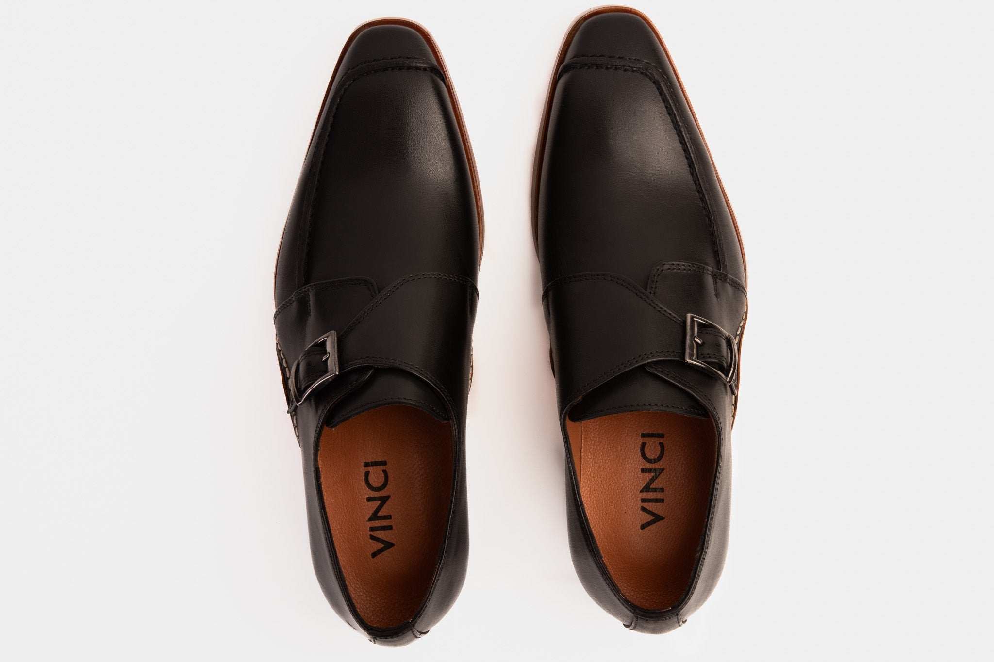 The Hagrid Black Single Monk Strap Handmade Shoe For Sale