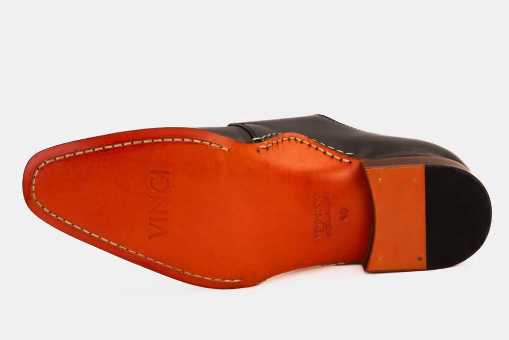 The Hagrid Black Single Monk Strap Handmade Shoe For Sale