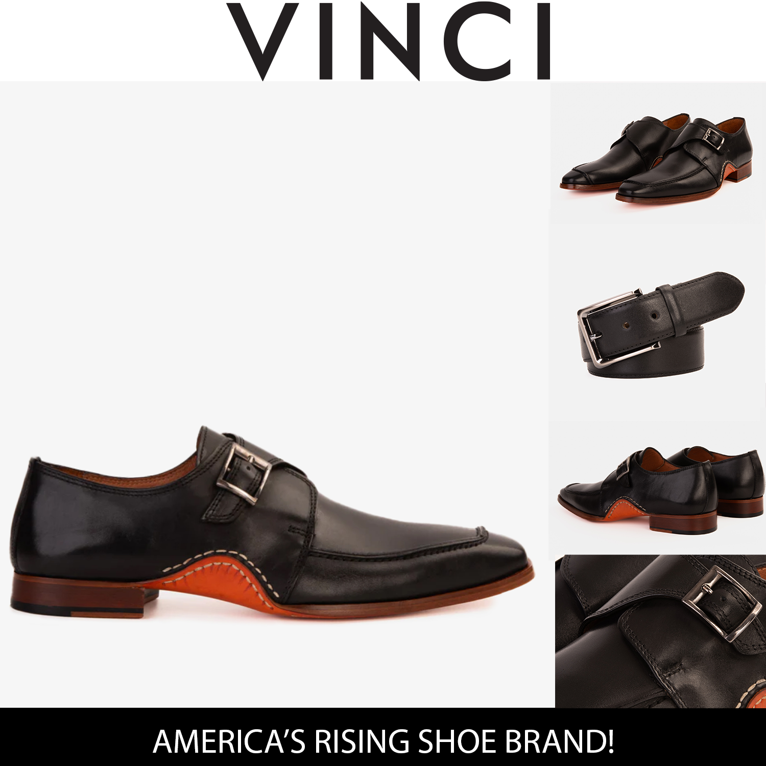 The Hagrid Black Single Monk Strap Handmade Shoe For Sale