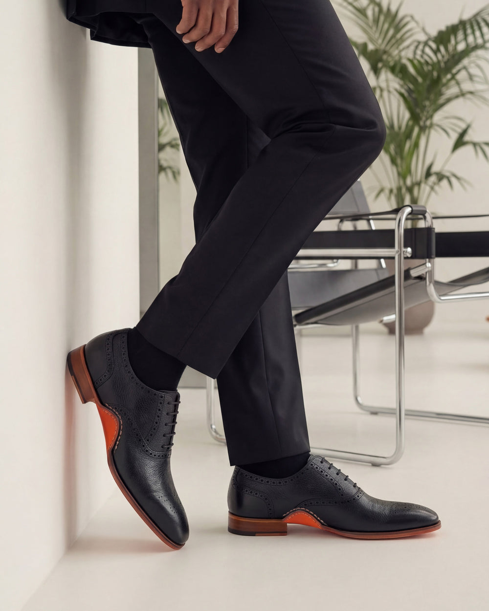 The Draco Handmade Black Semi Brogue Oxford Shoe Universal Fit