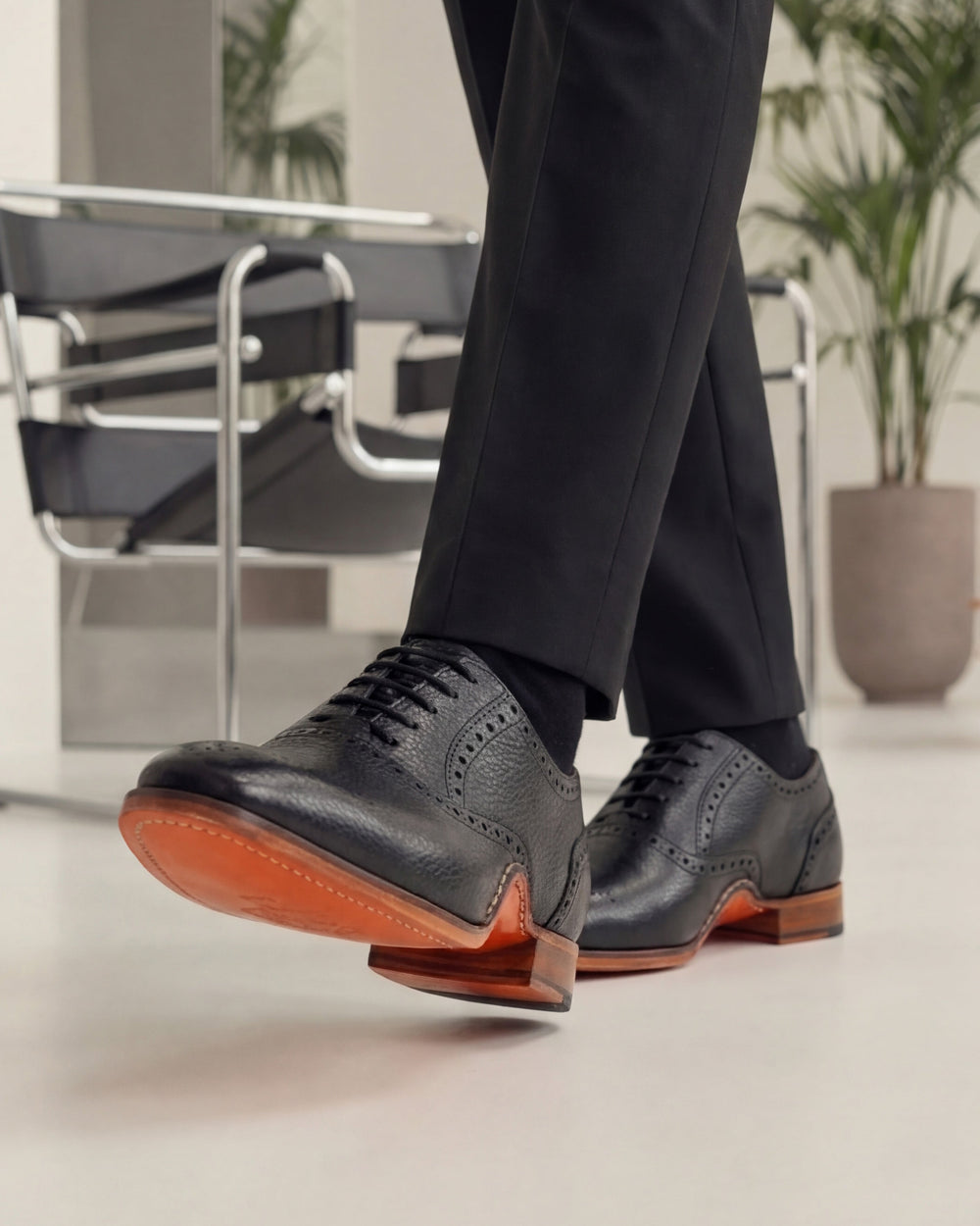 The Draco Handmade Black Semi Brogue Oxford Shoe Universal Fit