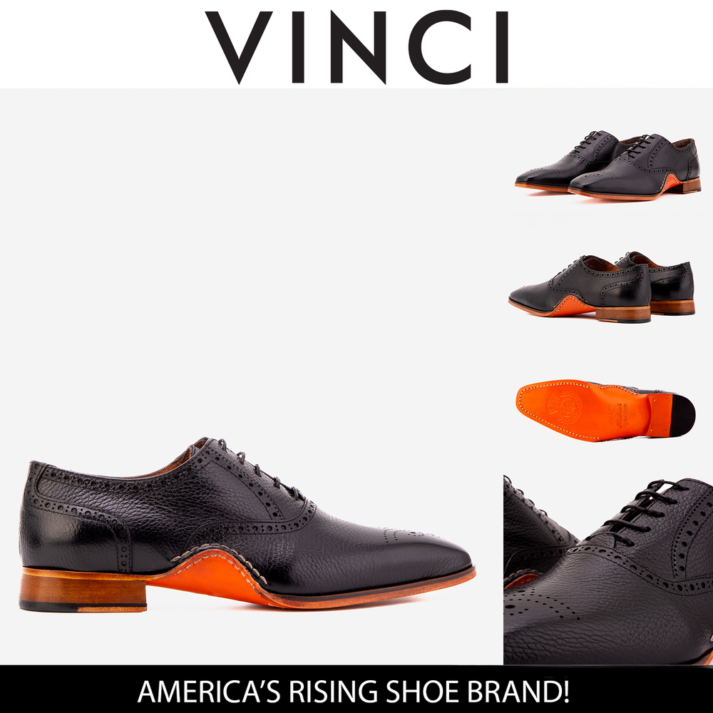 The Draco Handmade Black Semi Brogue Oxford Shoe Universal Fit
