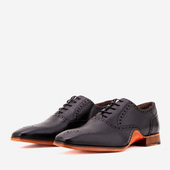 The Draco Handmade Black Semi Brogue Oxford Shoe Universal Fit