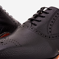 The Draco Handmade Black Semi Brogue Oxford Shoe Universal Fit