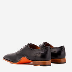 The Draco Handmade Black Semi Brogue Oxford Shoe Universal Fit