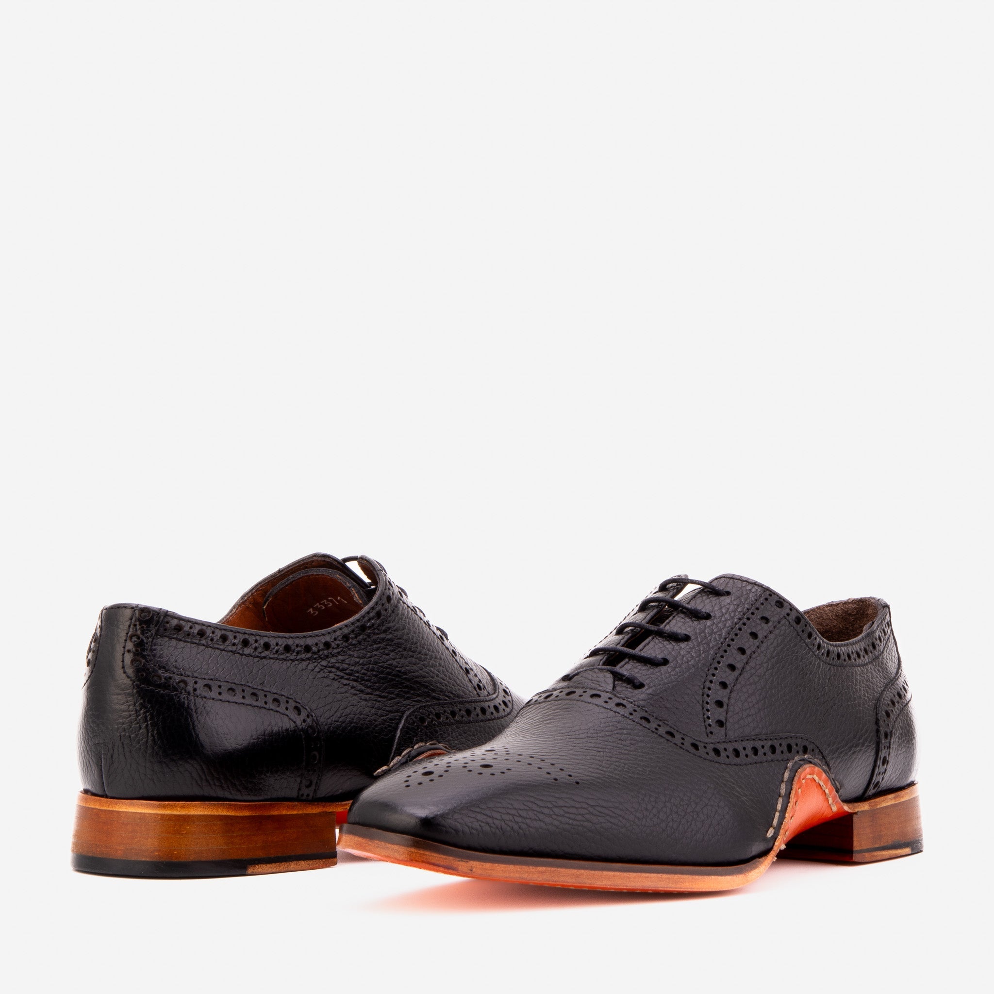The Draco Handmade Black Semi Brogue Oxford Shoe Universal Fit