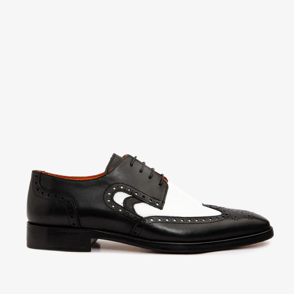 The Neiva Black White Wingtip Semi Brogue Derby Shoe Fine Craftsmanship