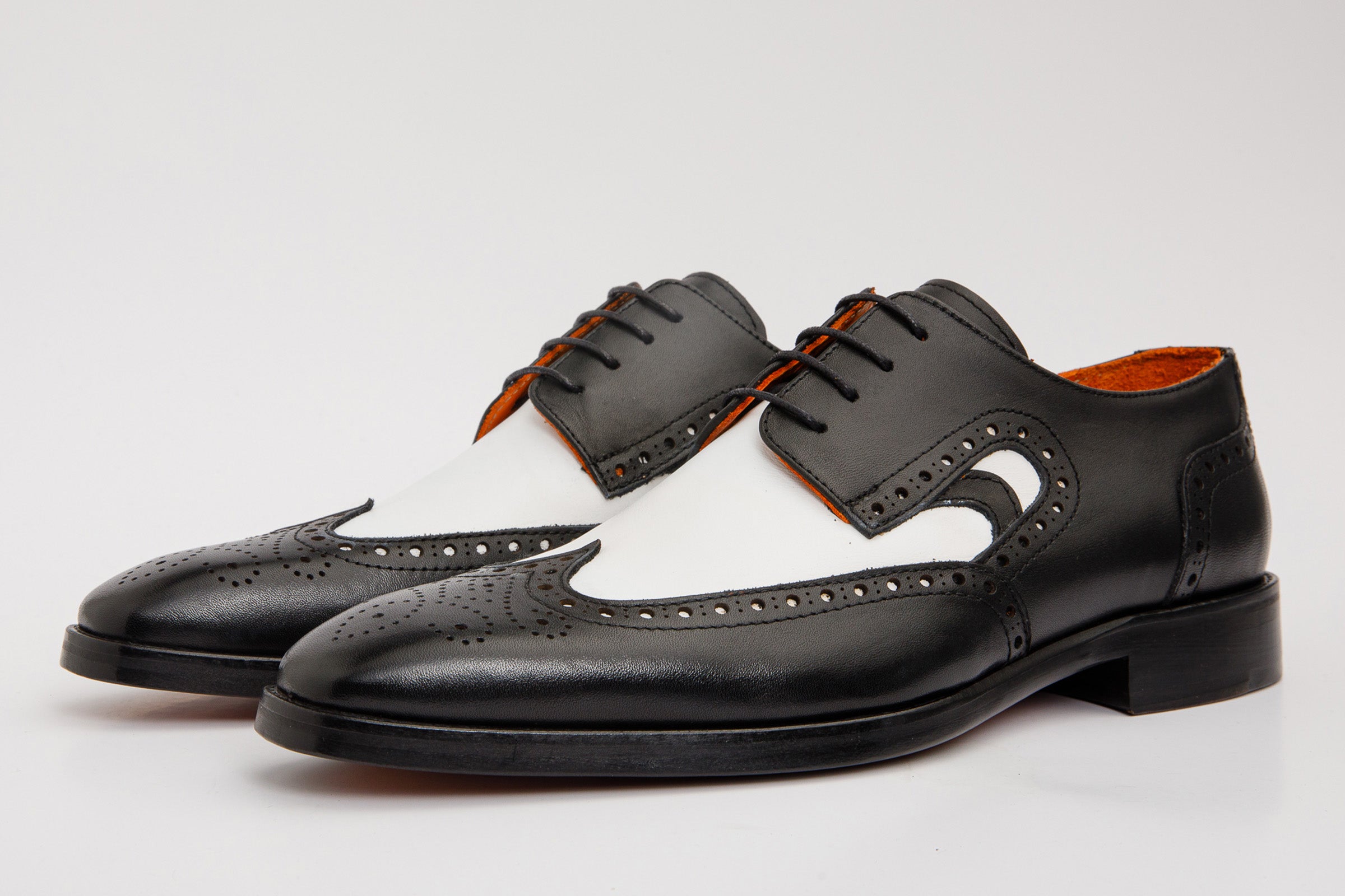 The Neiva Black White Wingtip Semi Brogue Derby Shoe Fine Craftsmanship