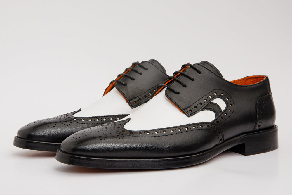 The Neiva Black White Wingtip Semi Brogue Derby Shoe Fine Craftsmanship