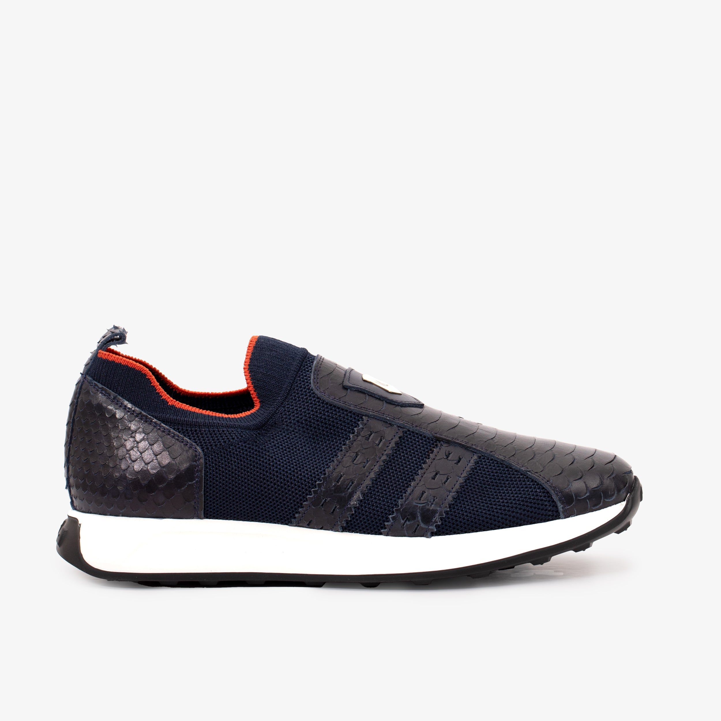 The Aslan Navy Knitted Leather Sneaker On Sale