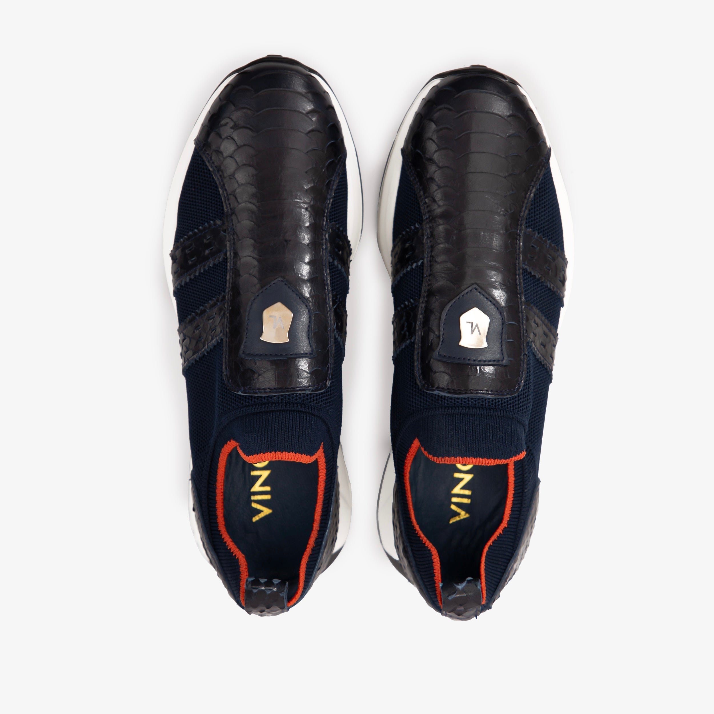 The Aslan Navy Knitted Leather Sneaker On Sale