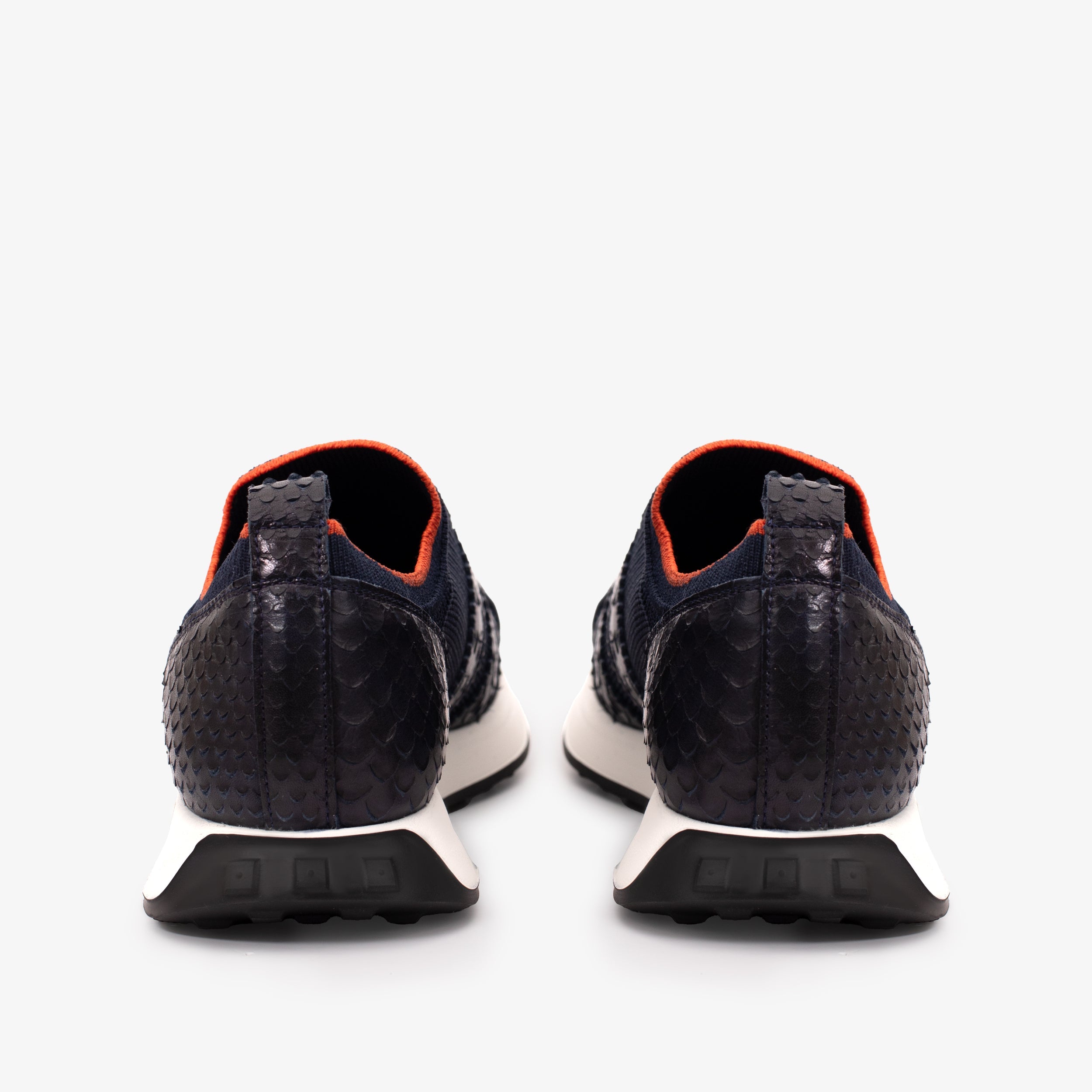 The Aslan Navy Knitted Leather Sneaker On Sale