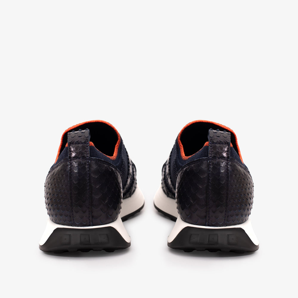 The Aslan Navy Knitted Leather Sneaker On Sale