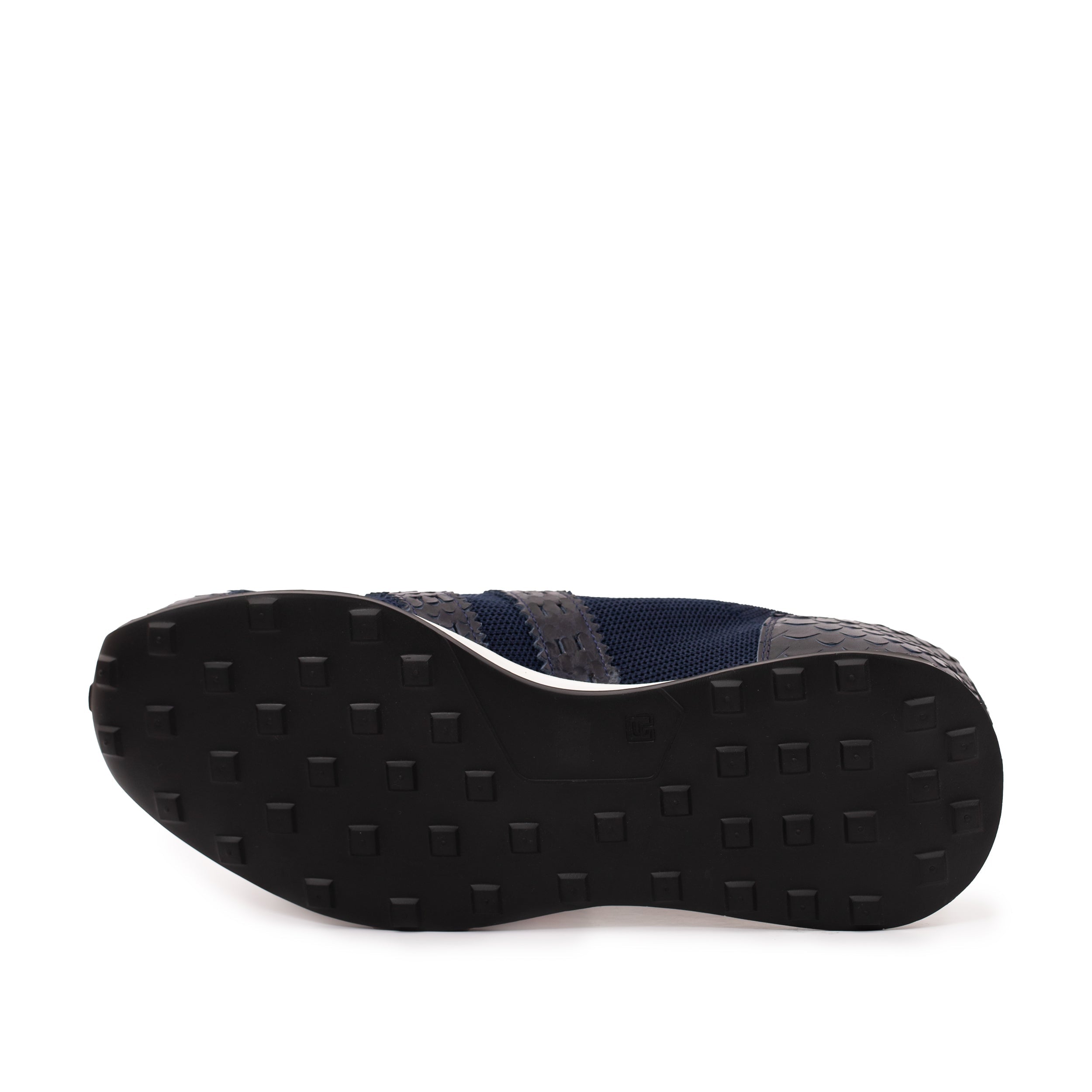 The Aslan Navy Knitted Leather Sneaker On Sale