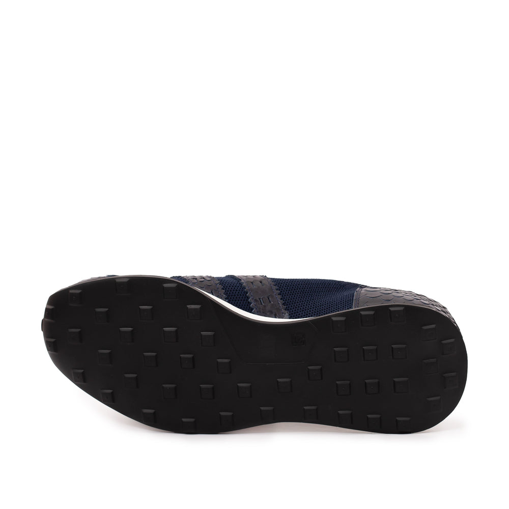 The Aslan Navy Knitted Leather Sneaker On Sale