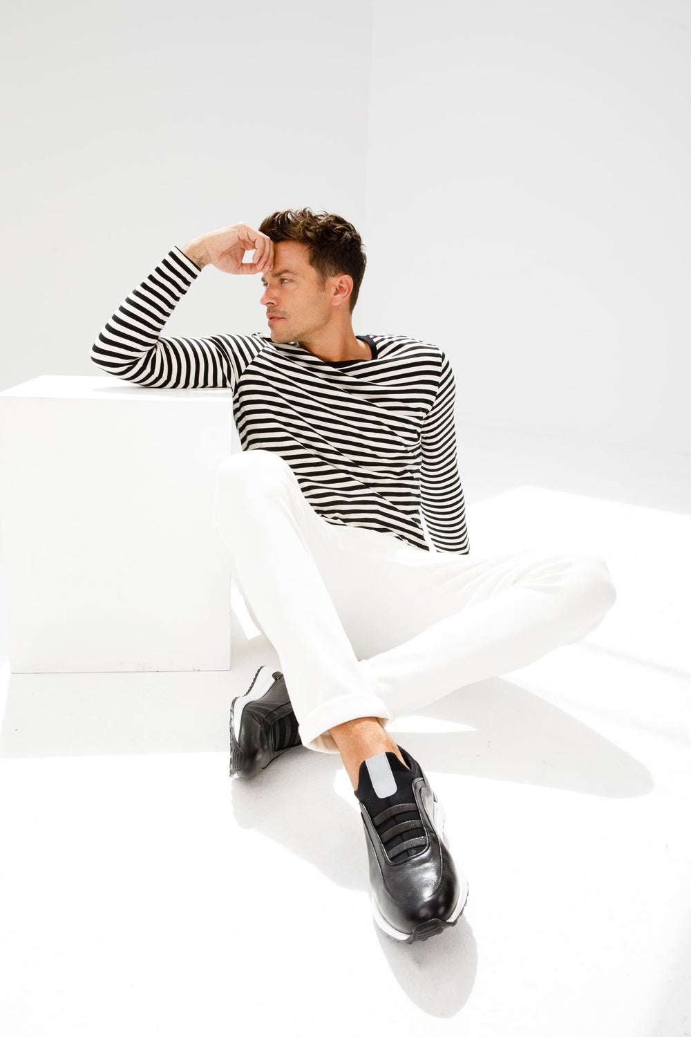 The Sonoma Black Leather Sneaker For Sale