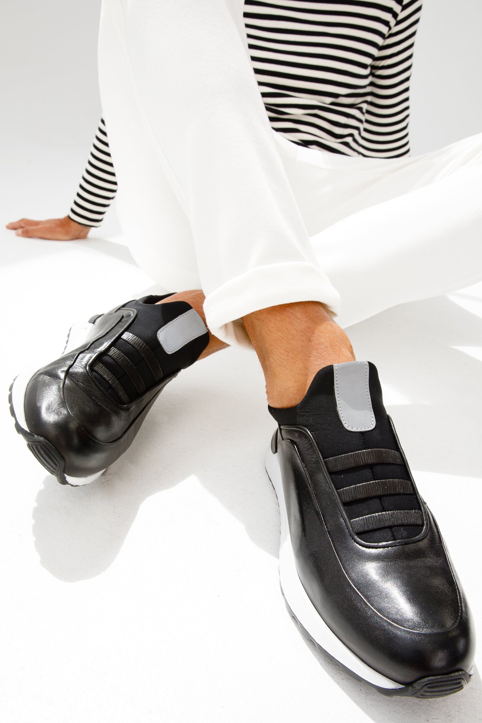 The Sonoma Black Leather Sneaker For Sale