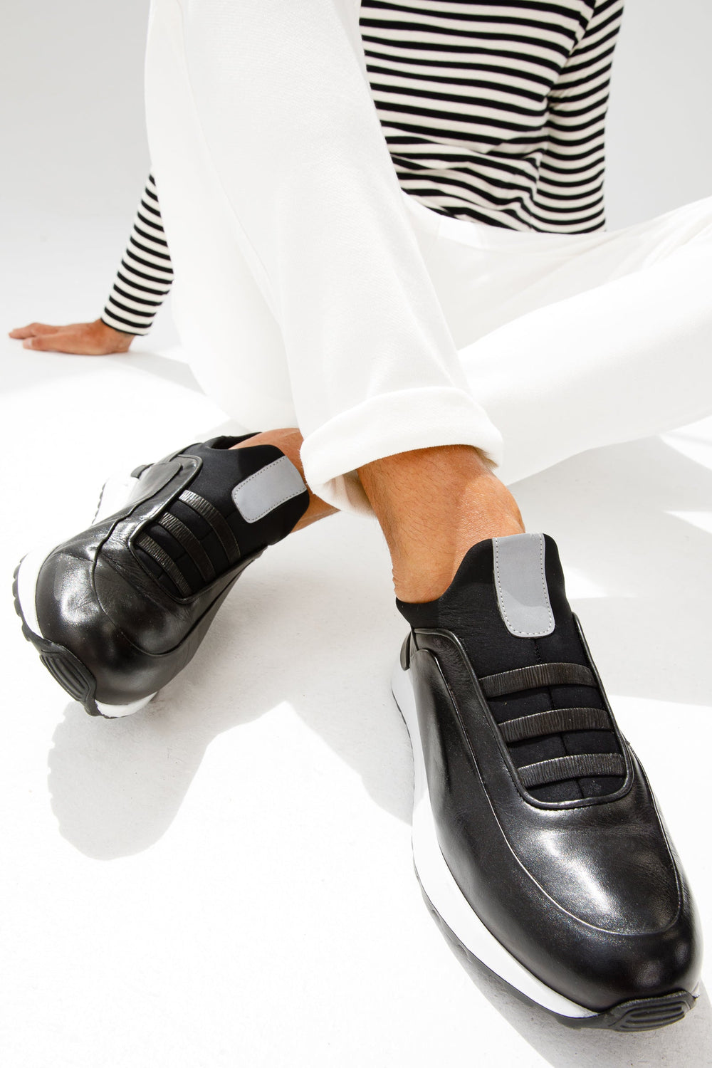The Sonoma Black Leather Sneaker For Sale