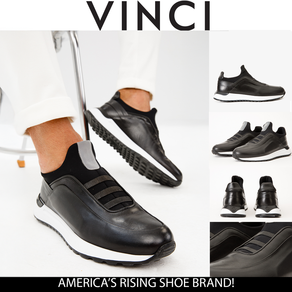 The Sonoma Black Leather Sneaker For Sale