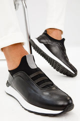 The Sonoma Black Leather Sneaker For Sale