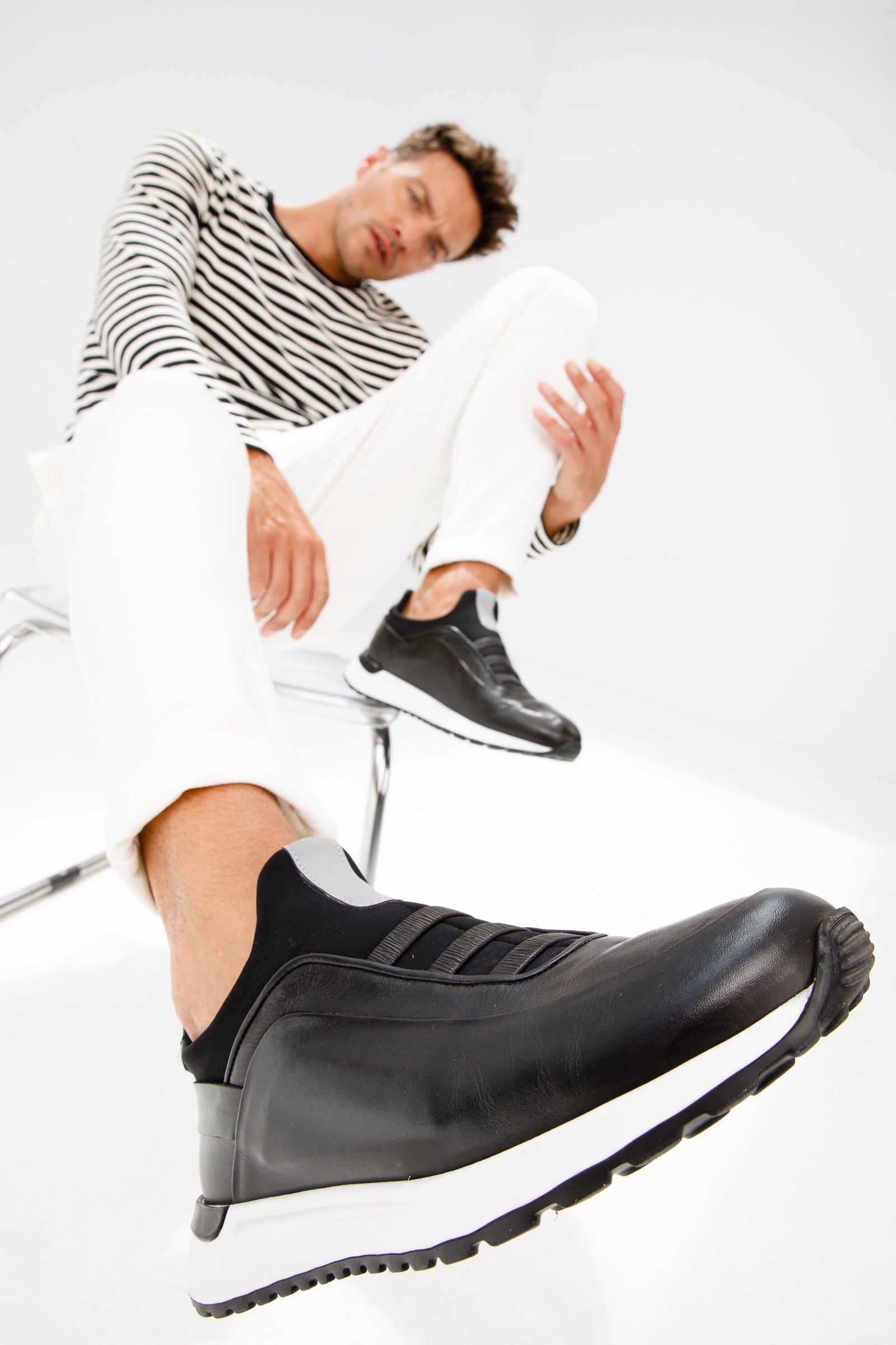 The Sonoma Black Leather Sneaker For Sale
