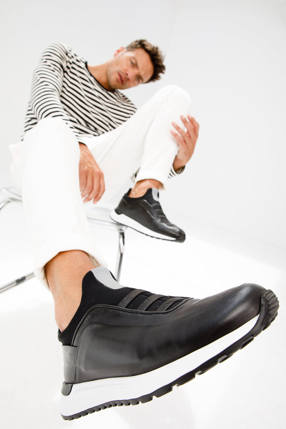 The Sonoma Black Leather Sneaker For Sale