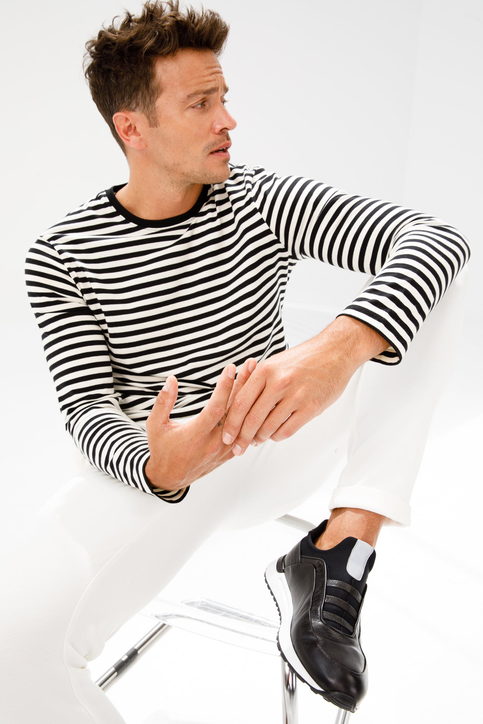The Sonoma Black Leather Sneaker For Sale