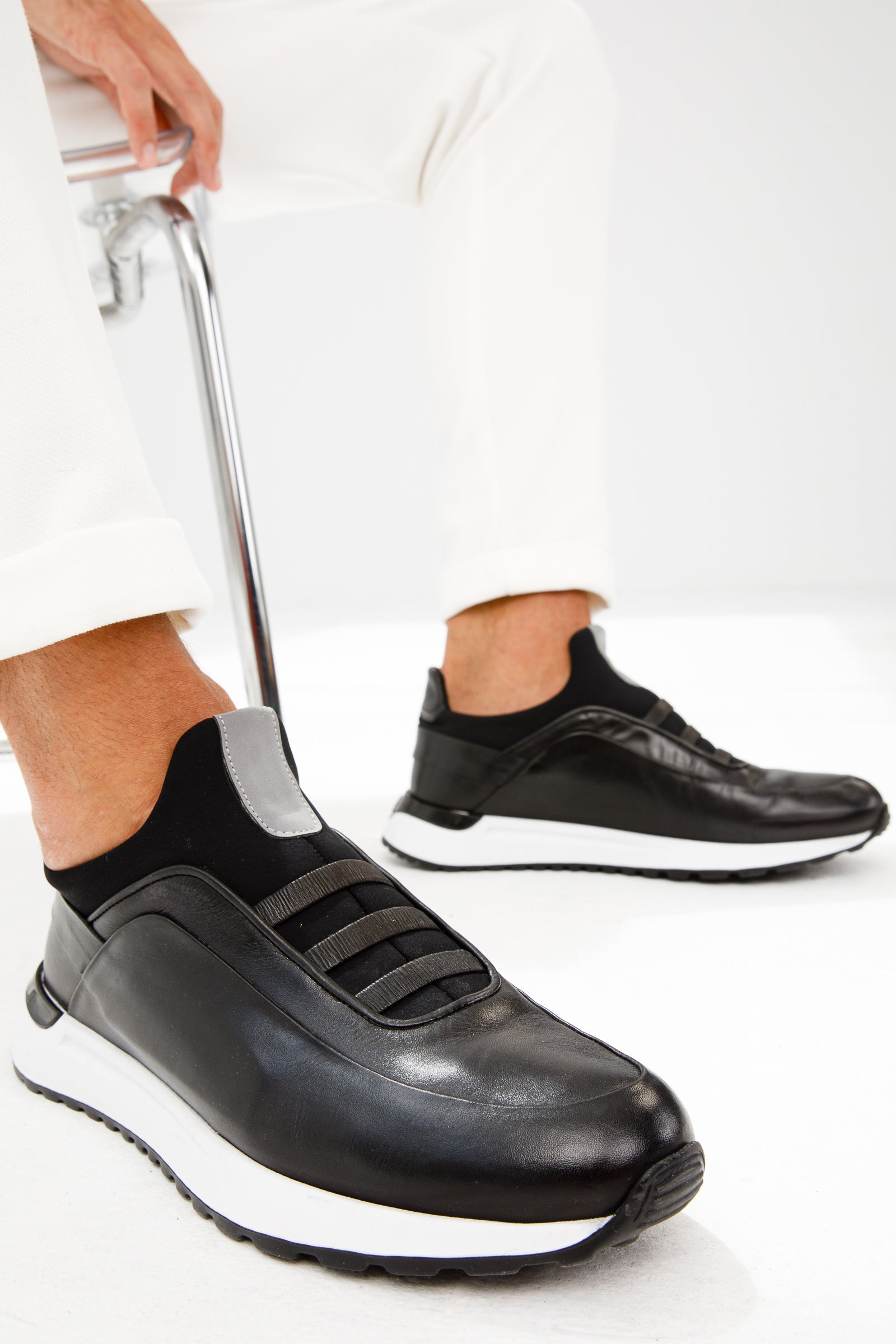 The Sonoma Black Leather Sneaker For Sale