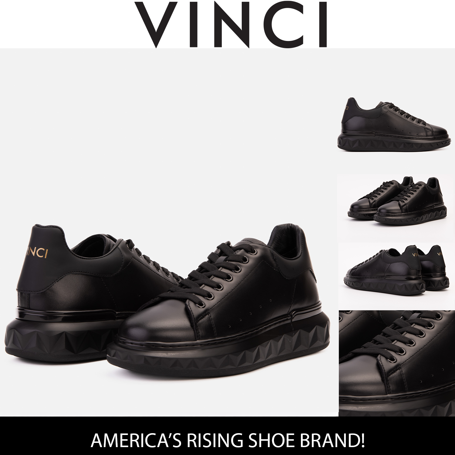 The Linq Black Leather Sneaker All New
