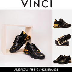 The Bellagio Black Gold Leather Sneaker On Sale
