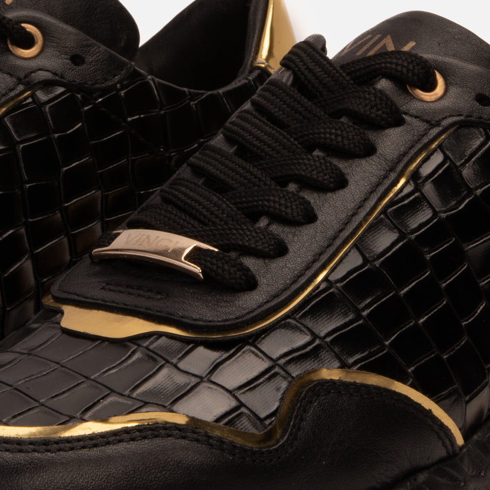 The Bellagio Black Gold Leather Sneaker On Sale