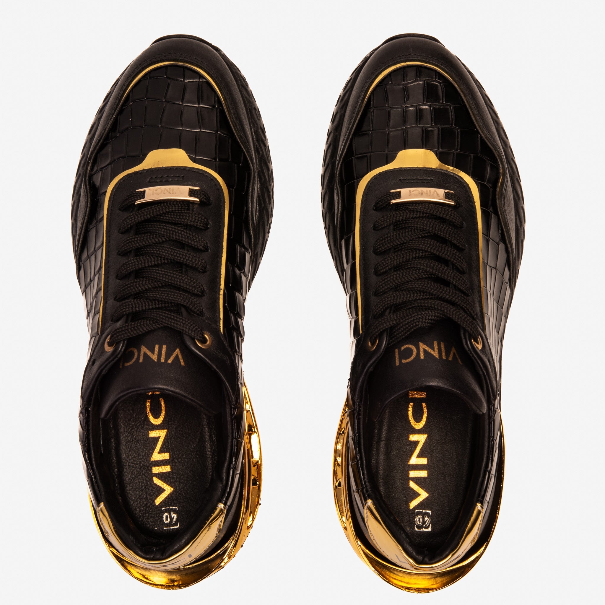 The Bellagio Black Gold Leather Sneaker On Sale