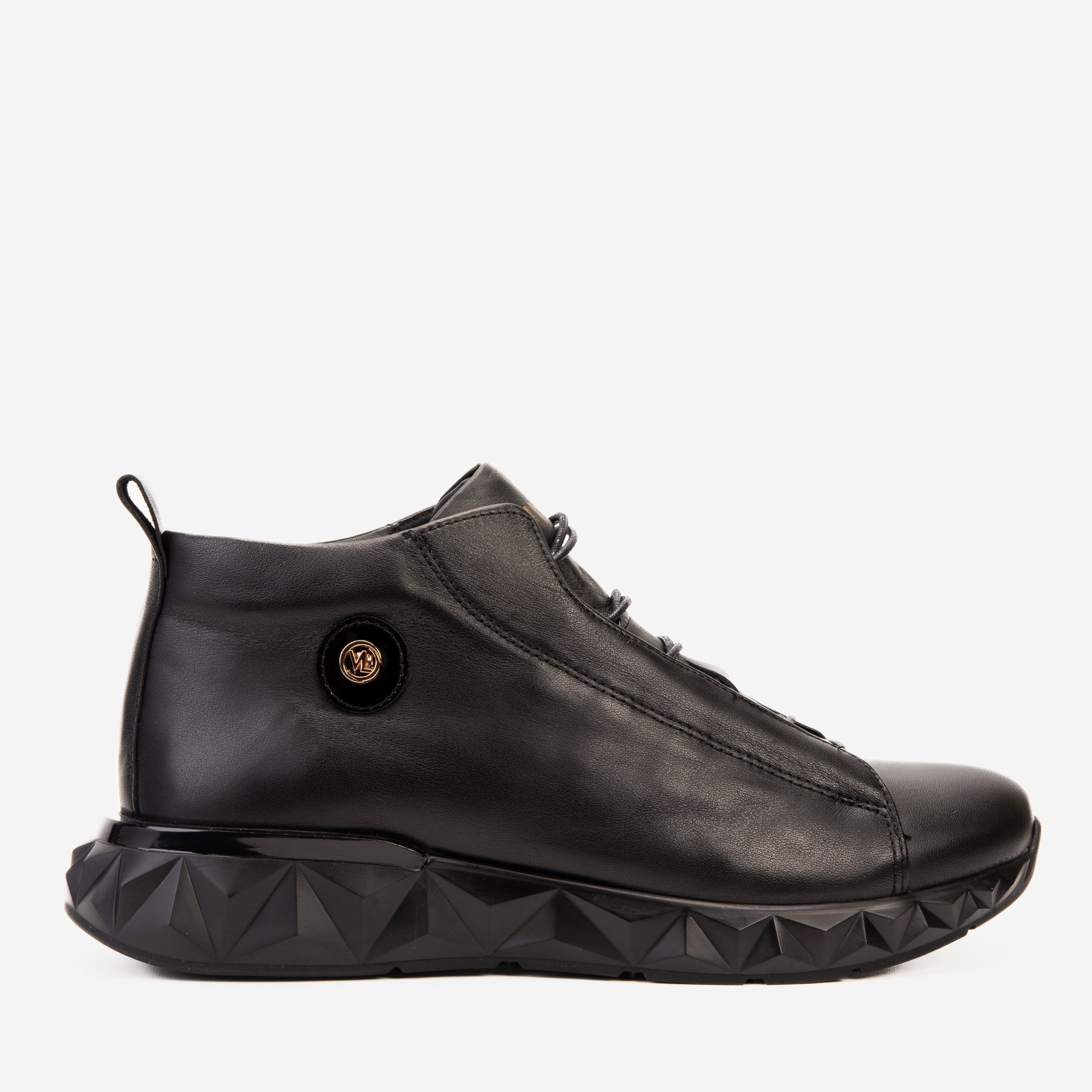 The Vertex Black Leather Men's Sneaker Fine Craftsmanship