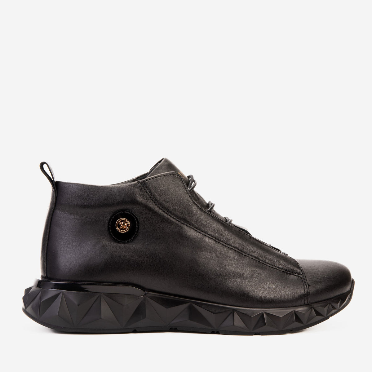 The Vertex Black Leather Men's Sneaker Fine Craftsmanship